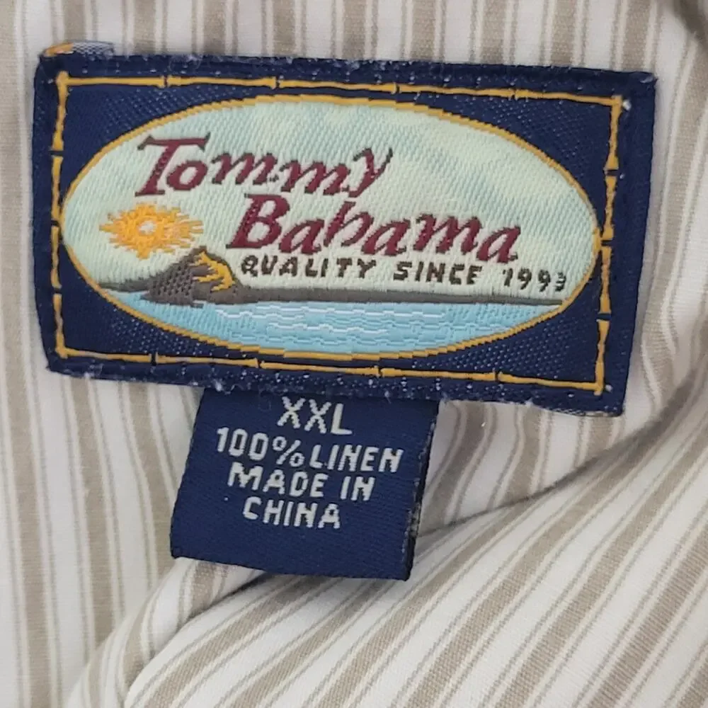 Tommy Bahama Mens XXL 100% Linen Cargo Pants Beige Beach Casual 42/32